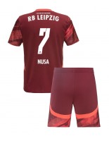 RB Leipzig Antonio Nusa #7 Venkovní dres pro děti 2024-25 Krátký Rukáv (+ trenýrky)